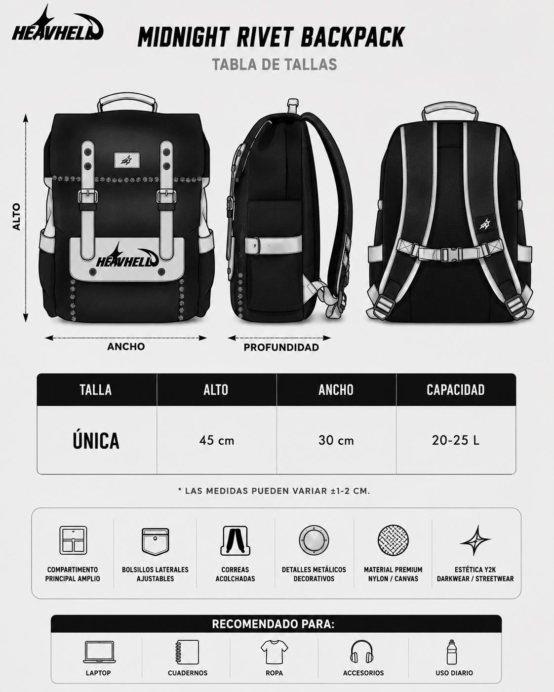 MIDNIGHT RIVET BACKPACK
